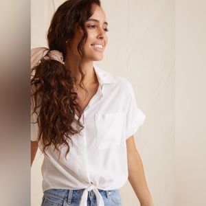 NWT Bella Dahl Cap Sleeve Tie Front White Size L